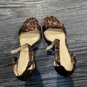 Jessica Simpson Leopard Print High Heel Strap-on Shoes